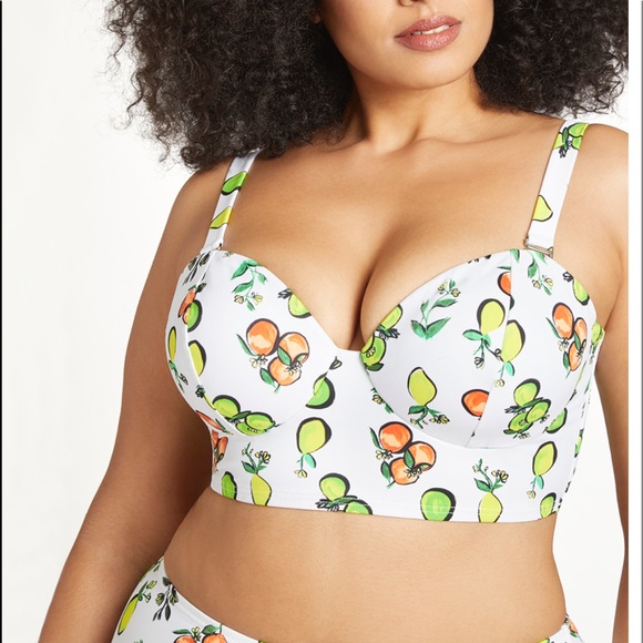 Eloquii Other - Citrus Print Longline Bikini Set